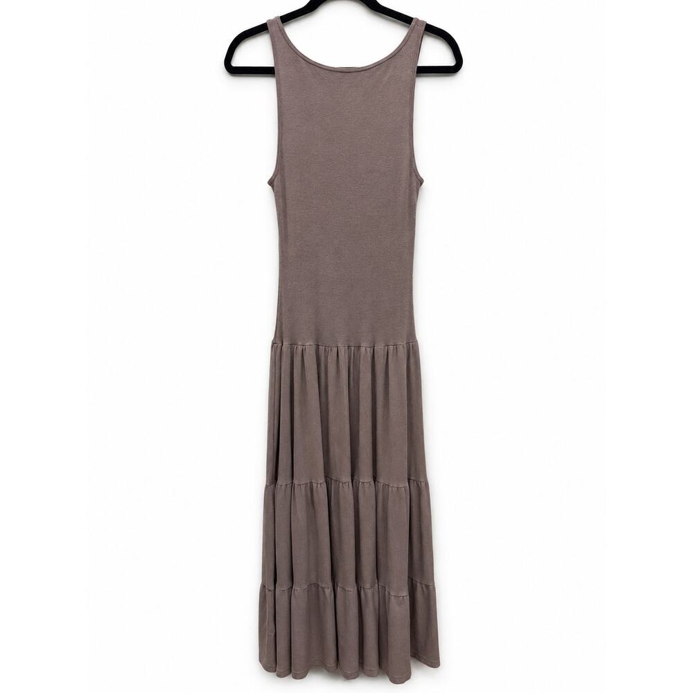 Calvin Klein Jeans Brown Drop Waist Tiered Maxi Dress L Modal Fall Boho - Picture 2 of 5